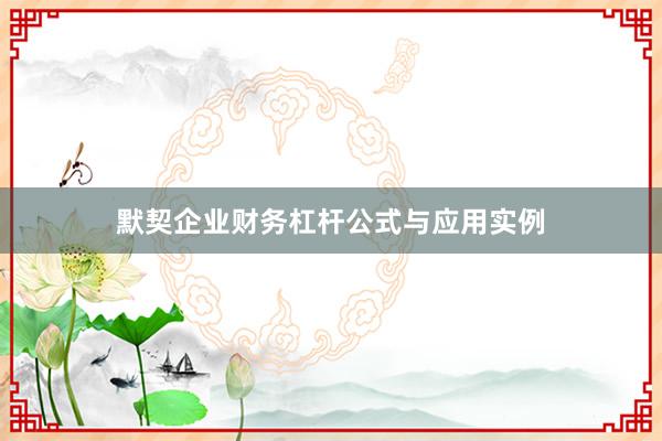 默契企业财务杠杆公式与应用实例