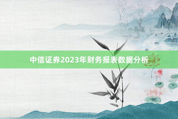 中信证券2023年财务报表数据分析