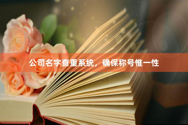 公司名字查重系统，确保称号惟一性
